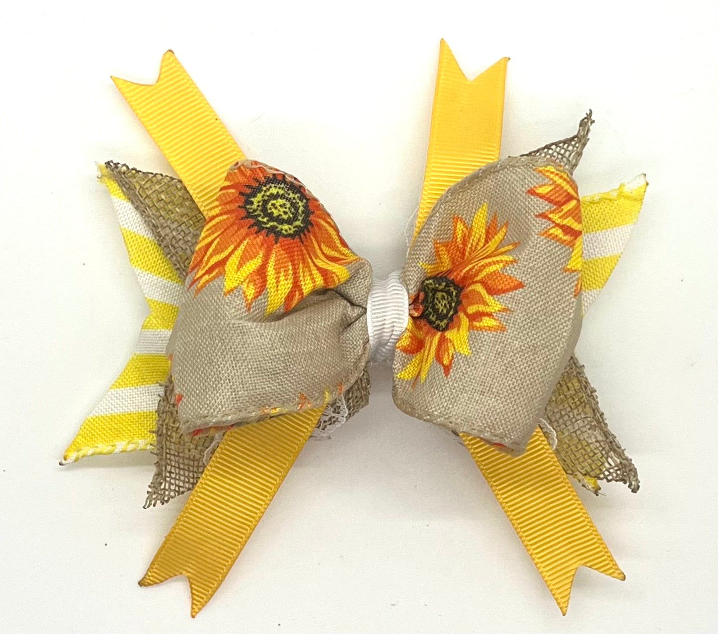 Sunflower & Burlap Large Bow (+4” wide)