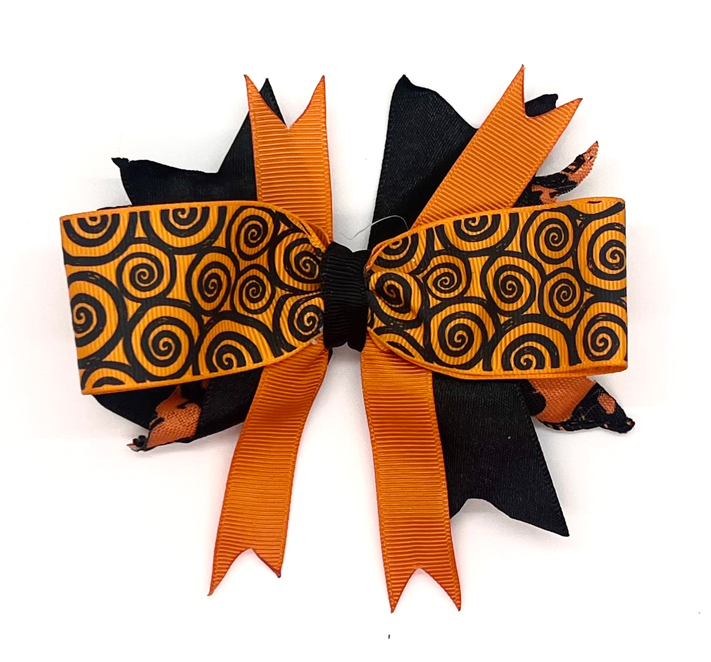 Orange & Black Ribbon Bow for Fall or Halloween