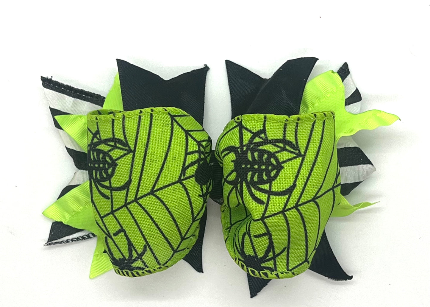 Green Web Halloween Large Bow (+4” wide)