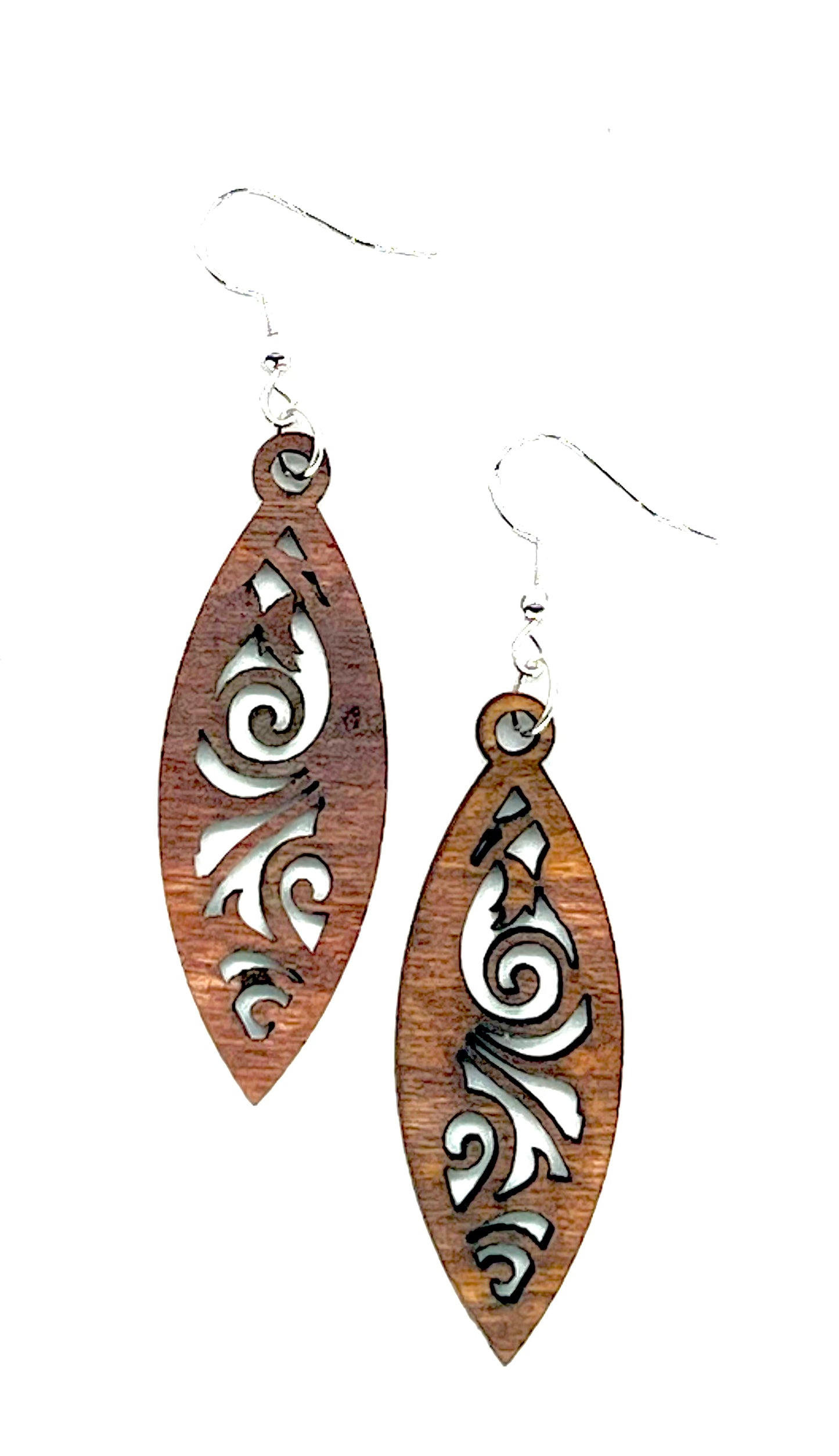 Filigree long oblong laser cut earrings