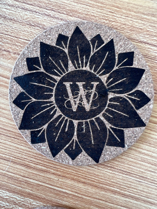 Monogram Sunflower Coaster